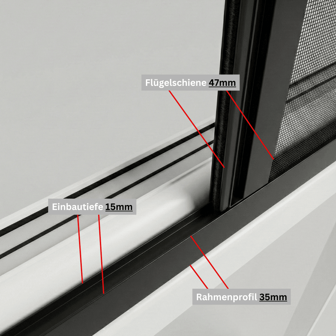 Detailansicht Slim15 Plissee-System mit schmalem Profil